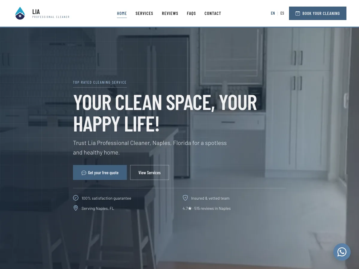 Lia Professional Cleaner — bilingual cleaning-business website