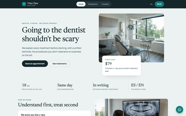 Ejemplo de página web para clínica dental