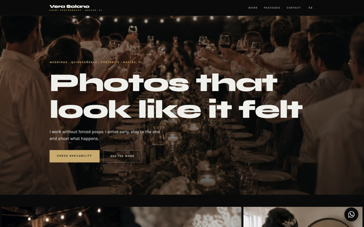 Ejemplo de página web para fotógrafo