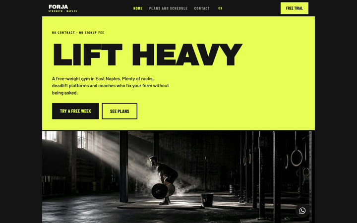 Ejemplo de página web para gimnasio