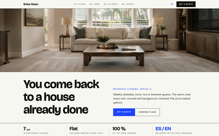 Ejemplo de página web para limpieza