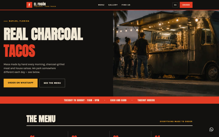 Ejemplo de página web para restaurante