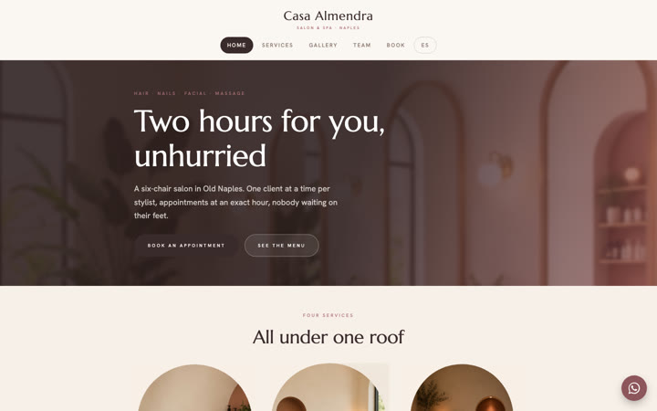 Ejemplo de página web para salón y spa